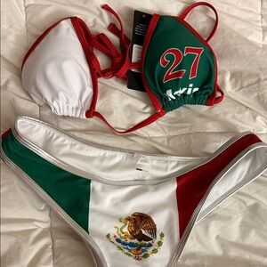 3 piece bikini set with a dress cover up